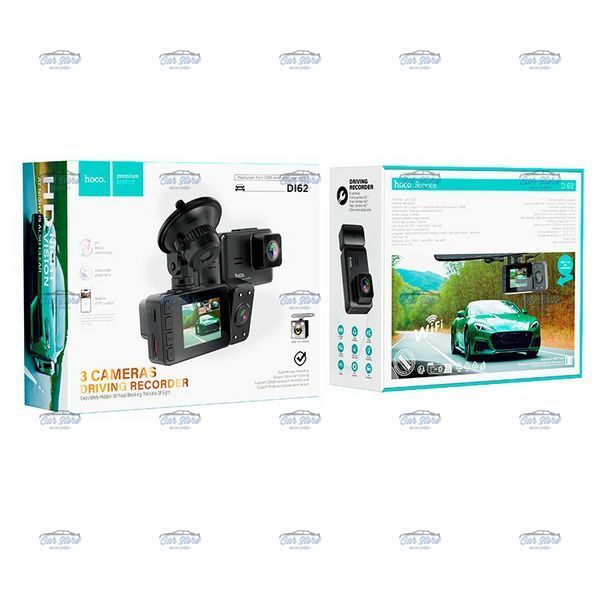 Відеореєстратор Hoco Three-Screen Simultaneous Display DI62 2" 720P/480P/480P WiFi Black 122786 фото