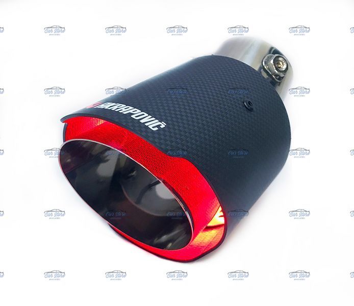 Насадка глушника Akrapovic J32 LED-RED підсвітка (Вигнутий з'єднувач) carbon 85854 фото