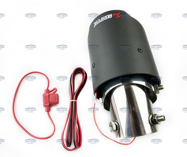 Насадка глушника Akrapovic J32 LED-RED підсвітка (Вигнутий з'єднувач) carbon 85854 фото