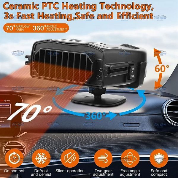 Тепловентилятор керамический Лидер R804 150W 12V Черный 108290 фото