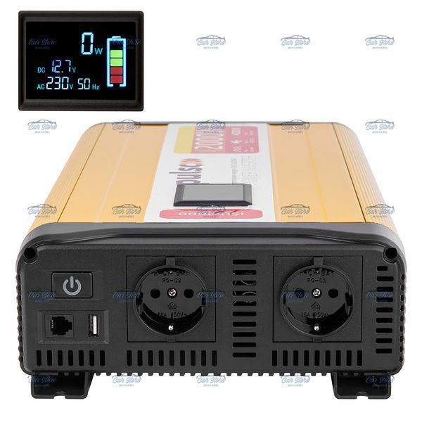 Преобразователь напряжения Pulso ISU-2000 12V-220V 2000W LCD 1USB 2-Розетки (прав. синусоид) 109441 фото