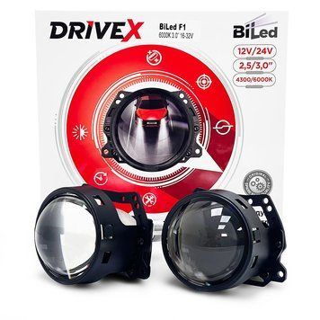 Комплект светодиодных линз DriveX Bi-LED Evolution F1 3.0" 6000K 37/45W 24V (для грузовых авто) 107185 фото