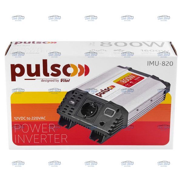 Преобразователь напряжения Pulso IMU-820 12V-220V 800W 1USB-5V DC 2.0A 1-Розетка (мод. синусоид) 123143 фото