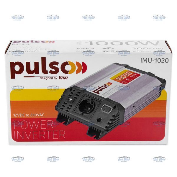 Преобразователь напряжения Pulso IMU-1020 12V-220V 1000W 1USB-5V DC 2.0A 1-Розетка (мод. синусоид) 123139 фото