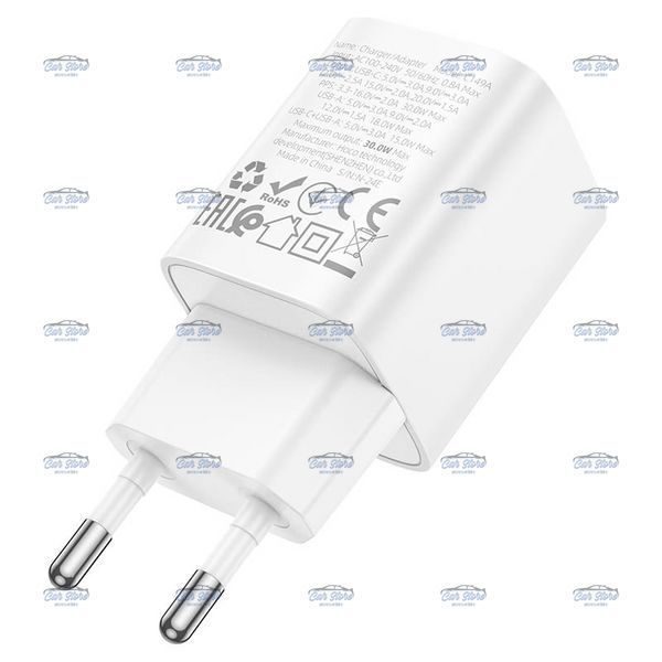 Мережевий зарядний пристрій Hoco Charm charger C149A 1USB + 1Type-C 30W 3A PD-QC White 124663 фото