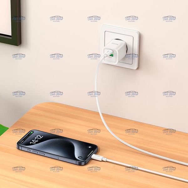 Мережевий зарядний пристрій Hoco Charm charger C149A 1USB + 1Type-C 30W 3A PD-QC White 124663 фото