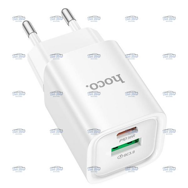 Мережевий зарядний пристрій Hoco Charm charger C149A 1USB + 1Type-C 30W 3A PD-QC White 124663 фото