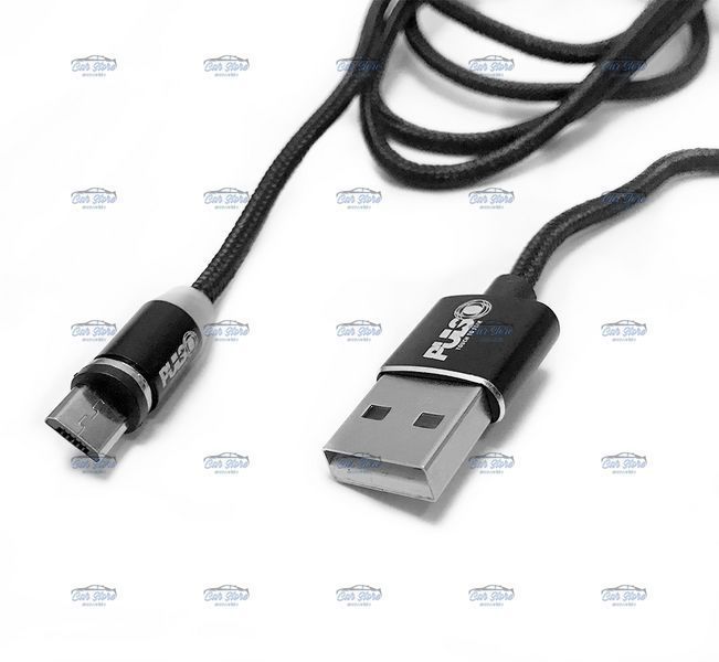 Кабель Pulso 2302M LED Blue USB - MicroUSB 2,4A 2м магнітний Black (MC-2302M BK) 91154 фото