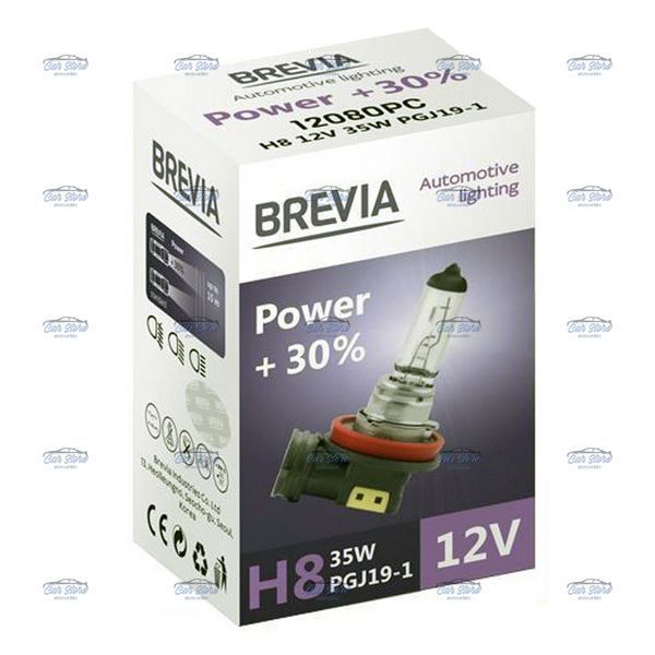 Автолампа Brevia H8 12V 35W Power+30% (12080PC) 69779 фото