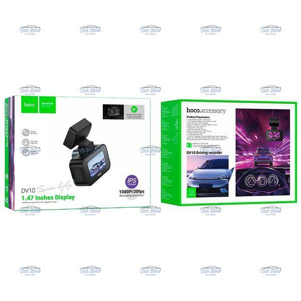 Відеореєстратор Hoco Mini Screen Dashcam DV10 1.47" IPS 1080P 30fps WiFi Black 123286 фото